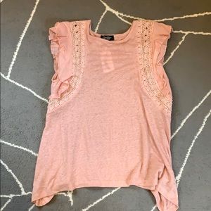 Blush pink flutter sleeve top